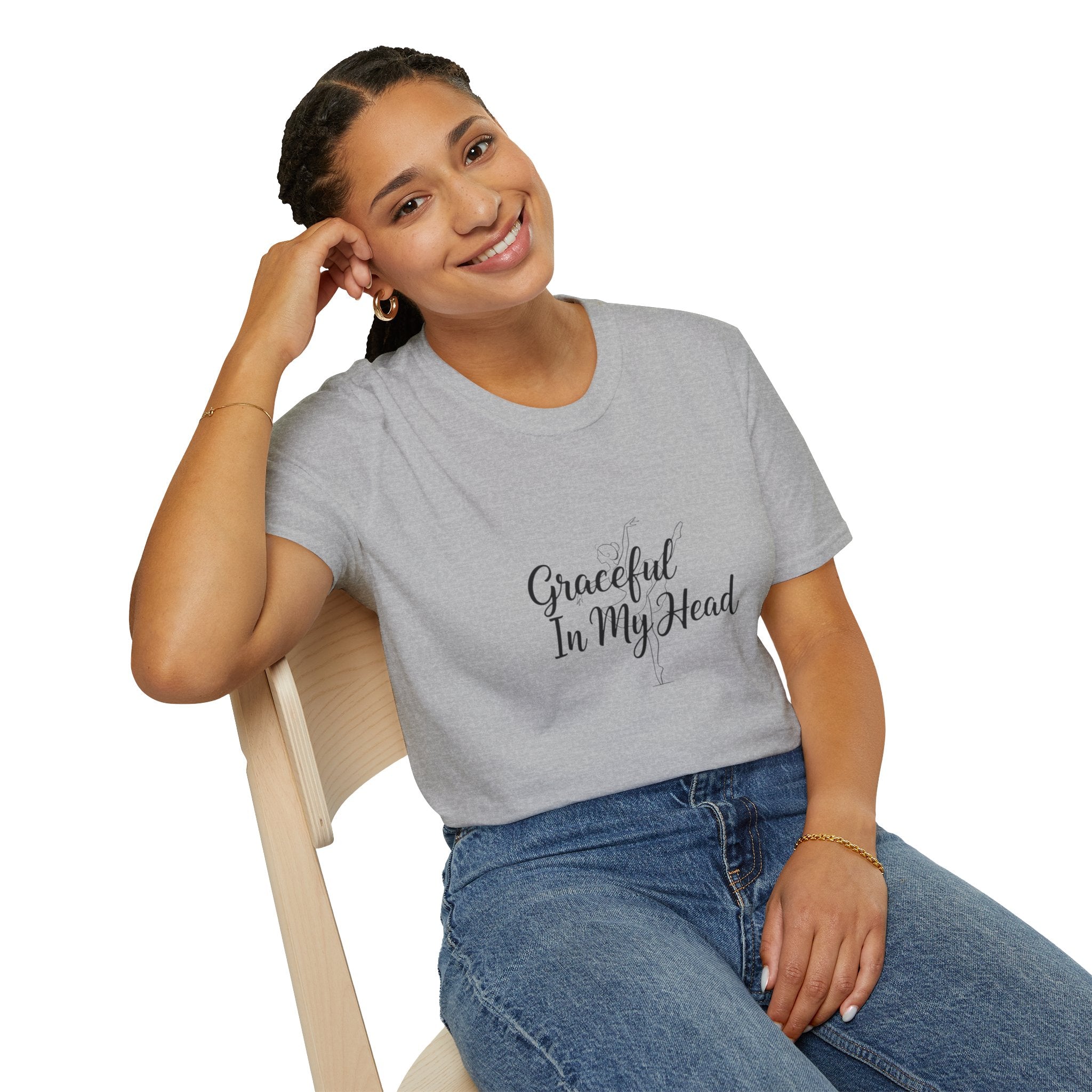 Graceful In My Head T-Shirt | Script Typography, Minimal White Tee
