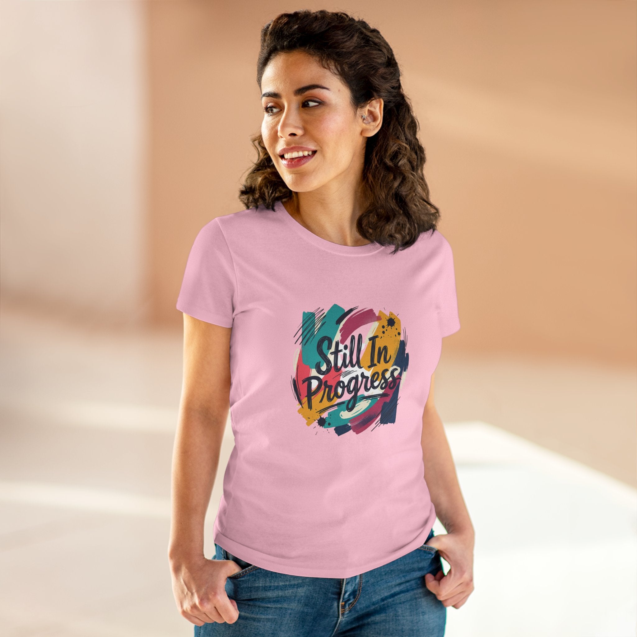 Still In Progress T-Shirt | Inspirational Brushstroke Typography, Motivational Tee