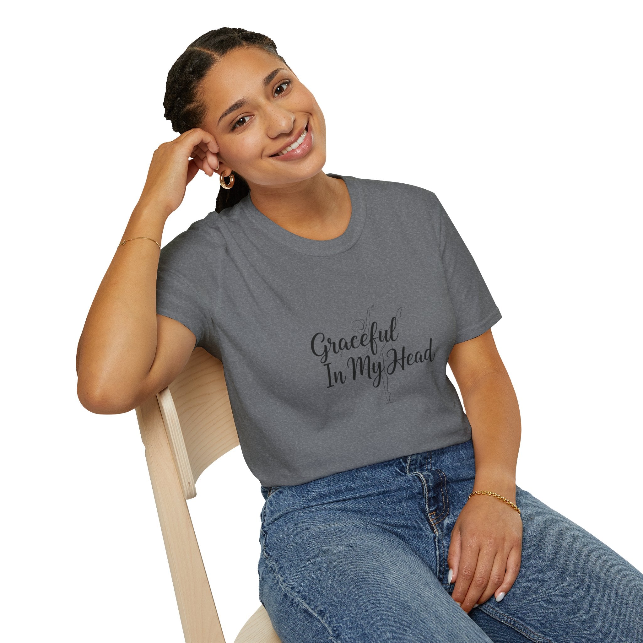 Graceful In My Head T-Shirt | Script Typography, Minimal White Tee