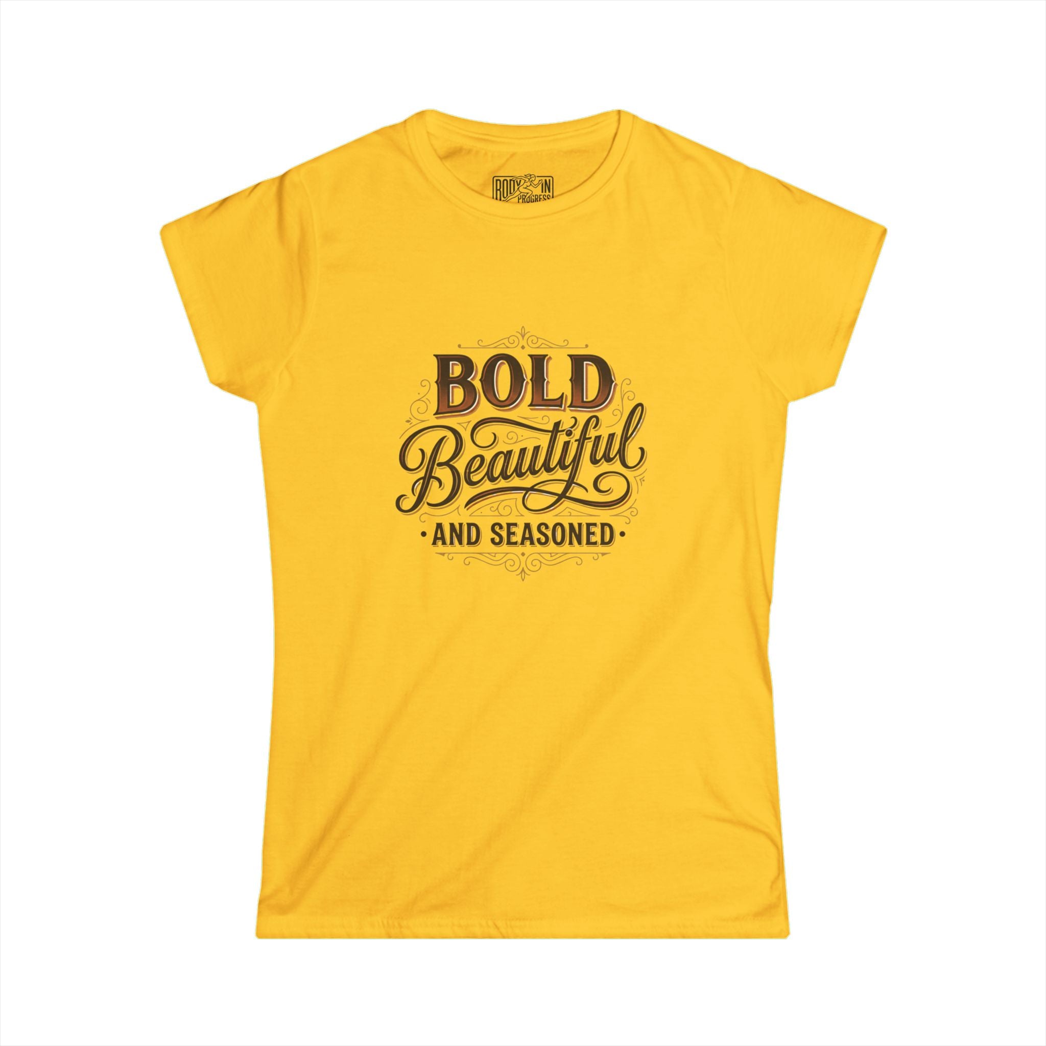 Bold Beautiful and Seasoned T-Shirt | Feminine Script Typography, Cooking Spice Theme