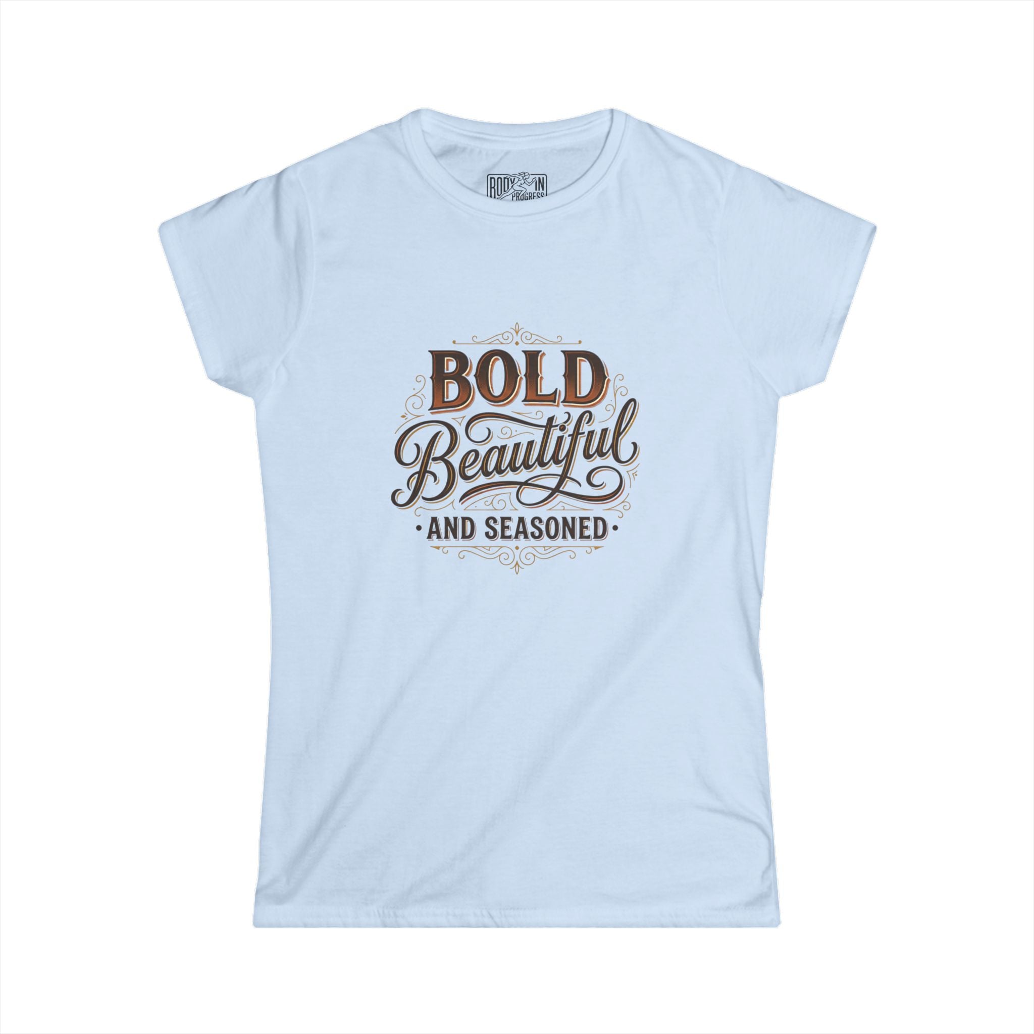 Bold Beautiful and Seasoned T-Shirt | Feminine Script Typography, Cooking Spice Theme