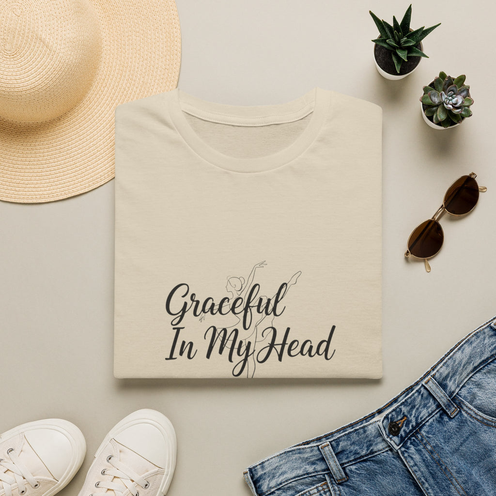 Graceful In My Head T-Shirt | Script Typography, Minimal White Tee