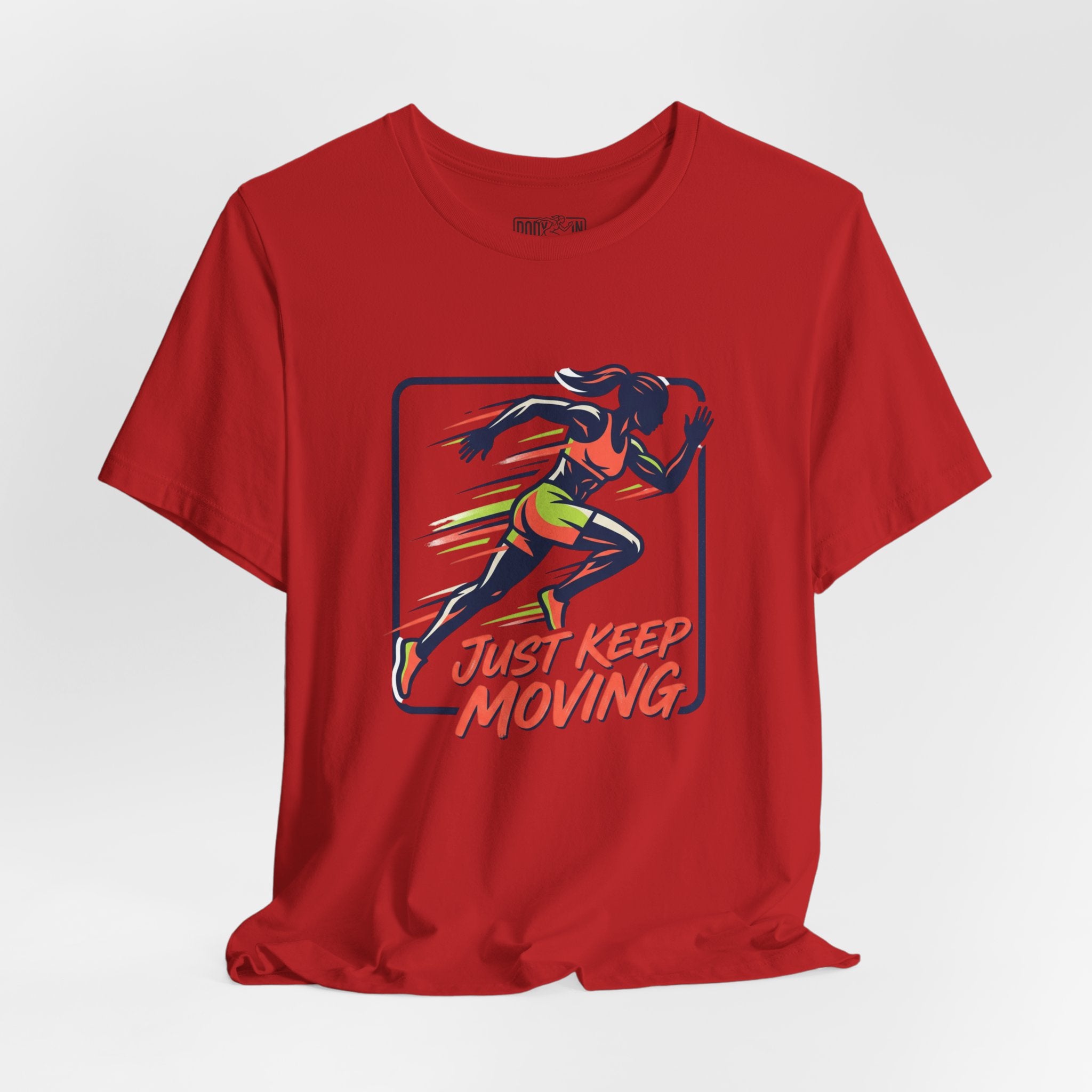 Just Keep Moving Running Graphic Tee | Motivational Fitness Shirt