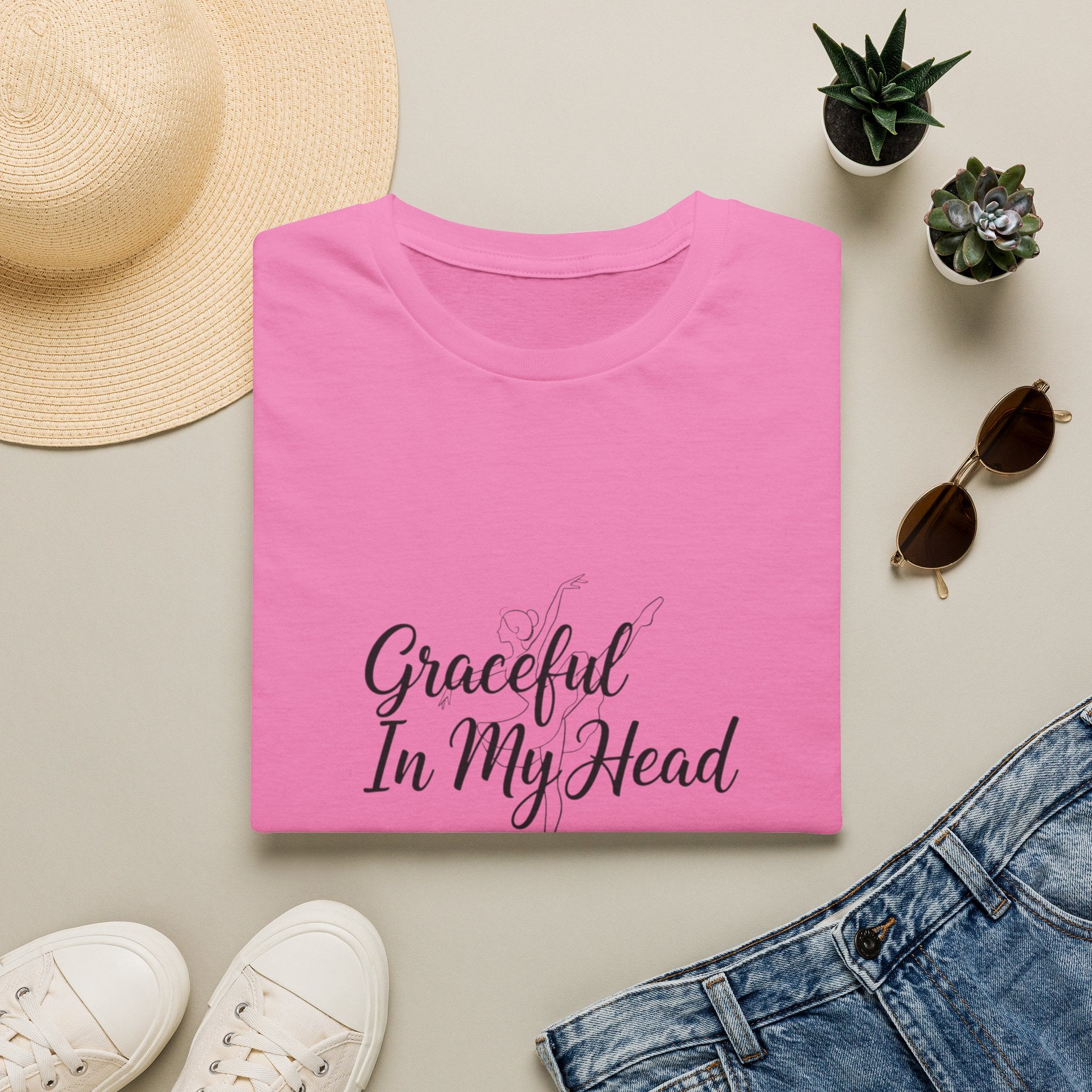 Graceful In My Head T-Shirt | Script Typography, Minimal White Tee