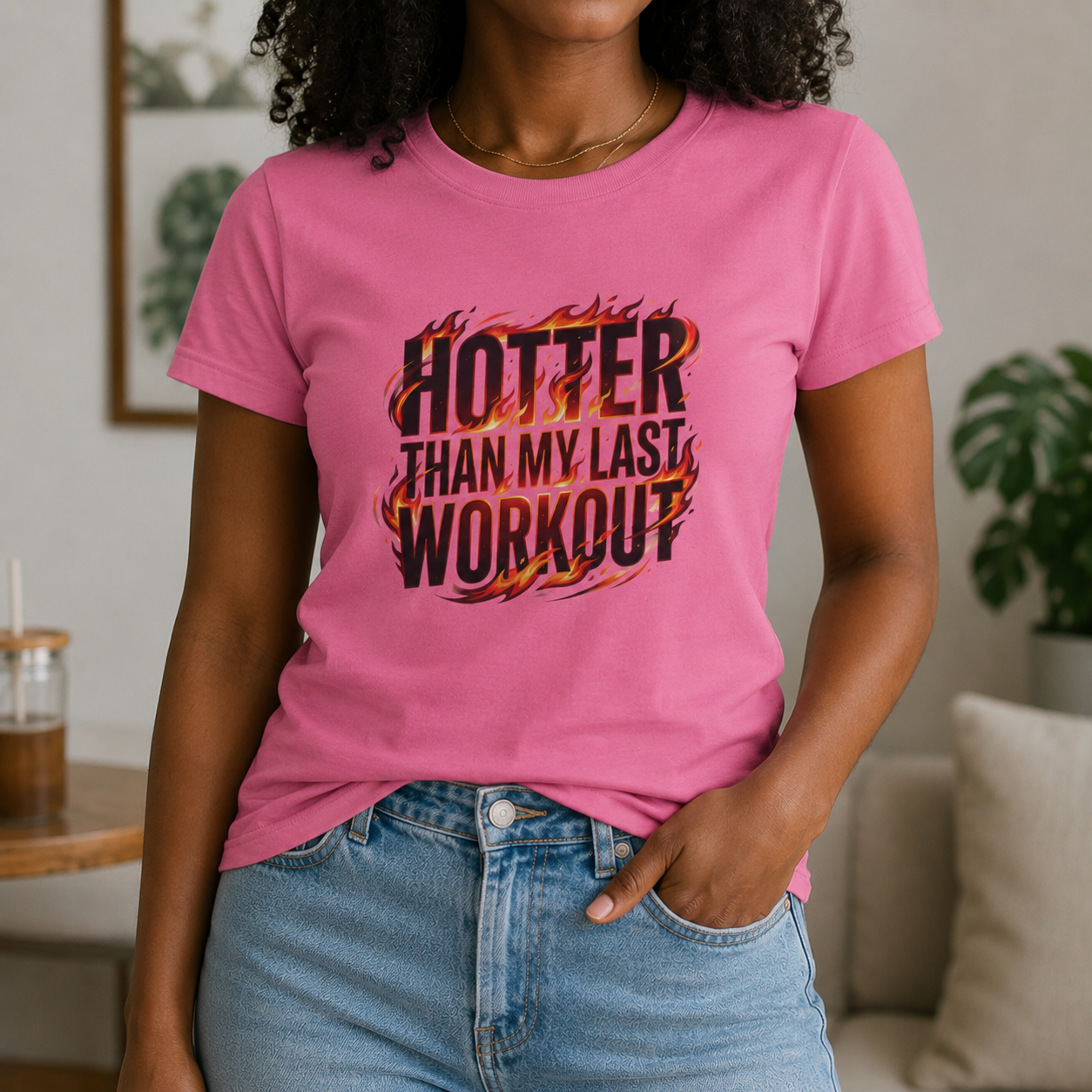 Hotter Than My Last Workout Tee | Fitness Flames Graphic Shirt