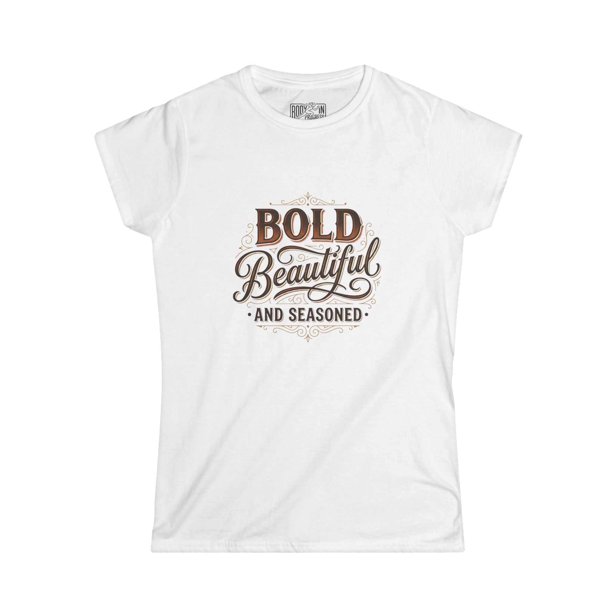 Bold Beautiful and Seasoned T-Shirt | Feminine Script Typography, Cooking Spice Theme