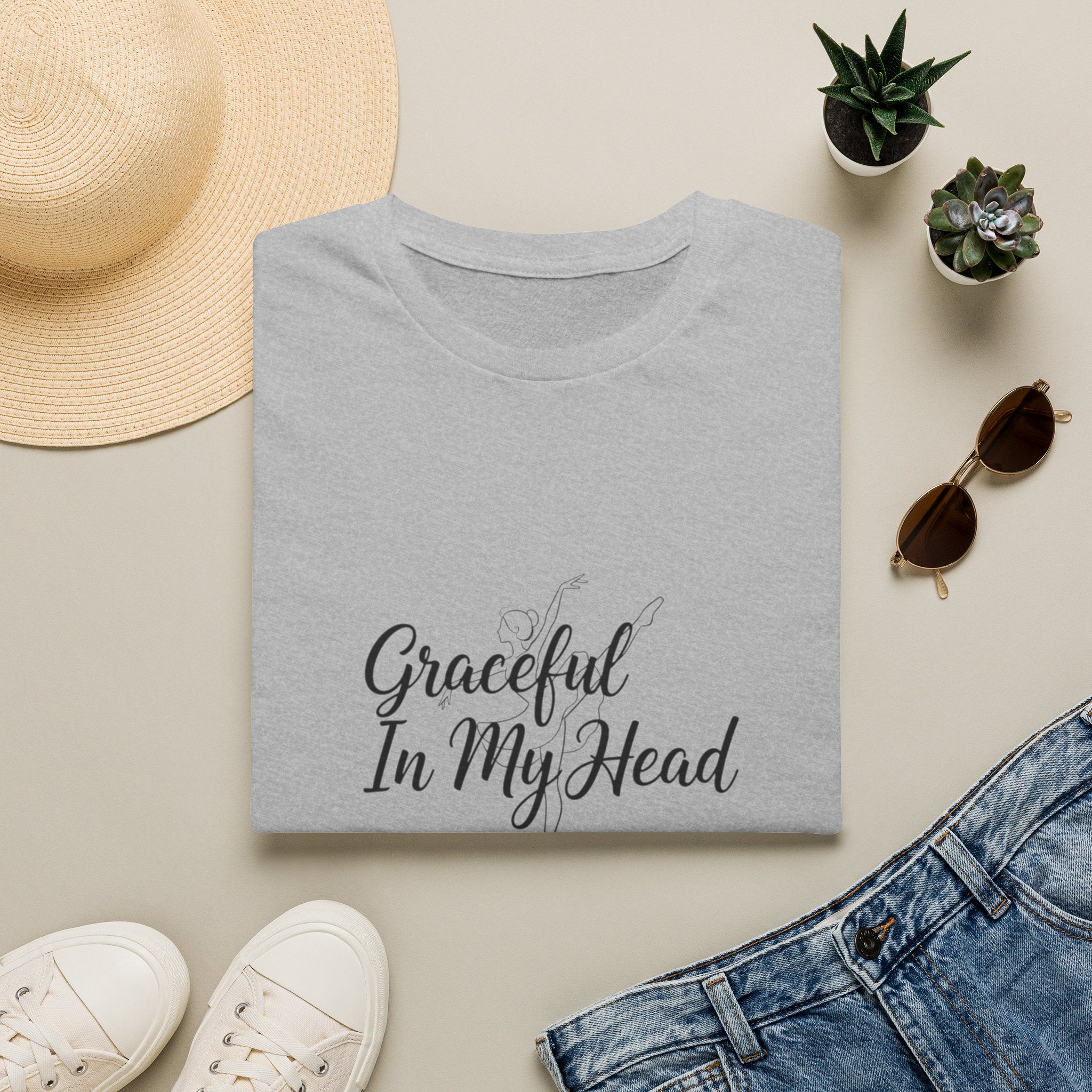Graceful In My Head T-Shirt | Script Typography, Minimal White Tee