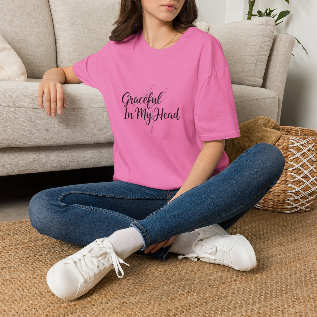 Graceful In My Head T-Shirt | Script Typography, Minimal White Tee