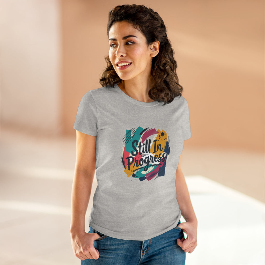 Still In Progress T-Shirt | Inspirational Brushstroke Typography, Motivational Tee