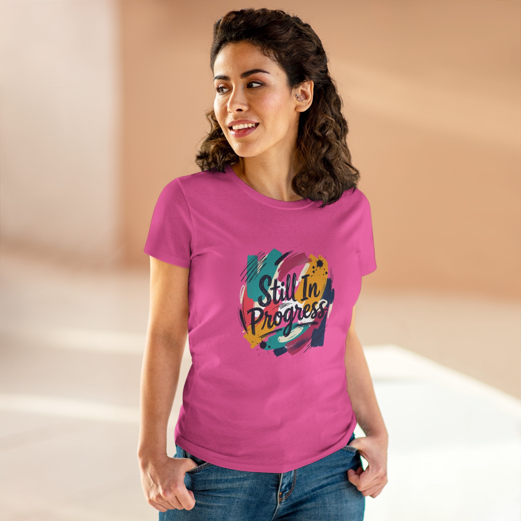 Still In Progress T-Shirt | Inspirational Brushstroke Typography, Motivational Tee