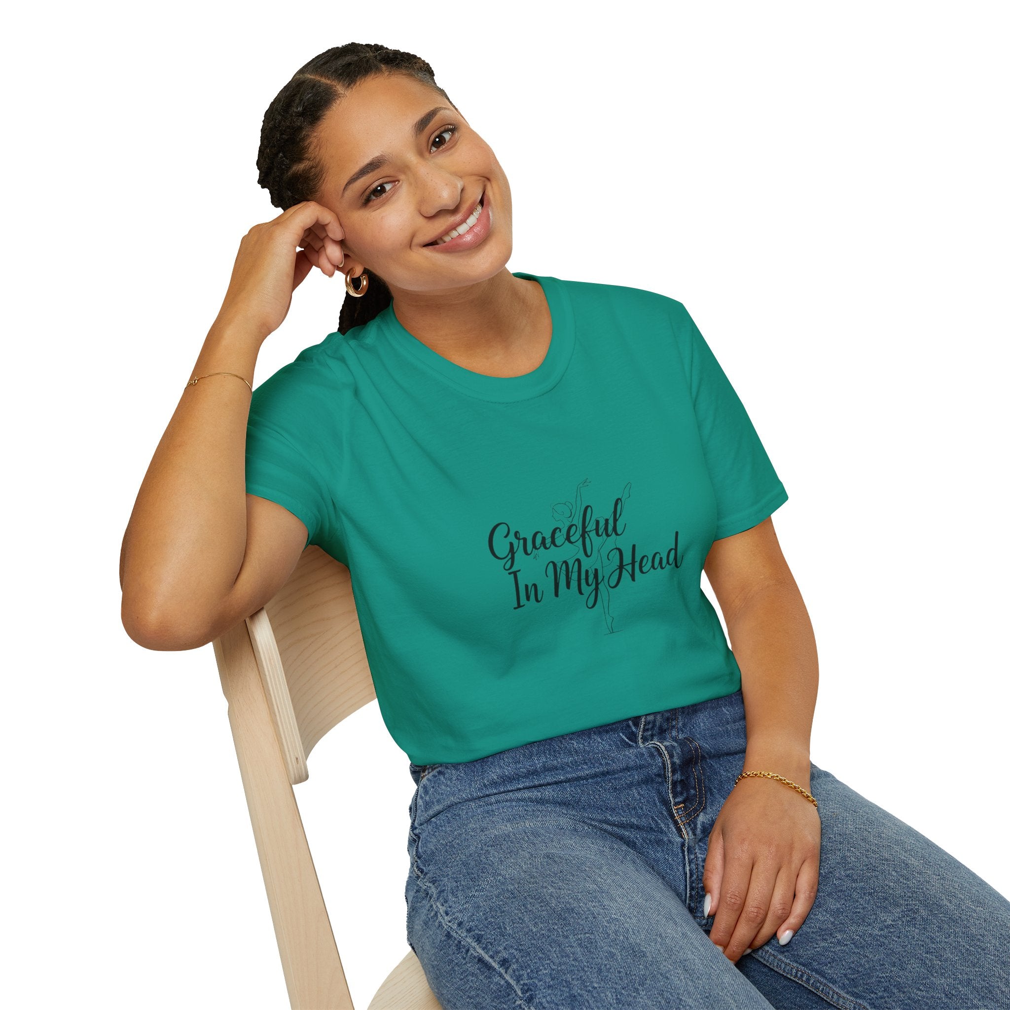 Graceful In My Head T-Shirt | Script Typography, Minimal White Tee