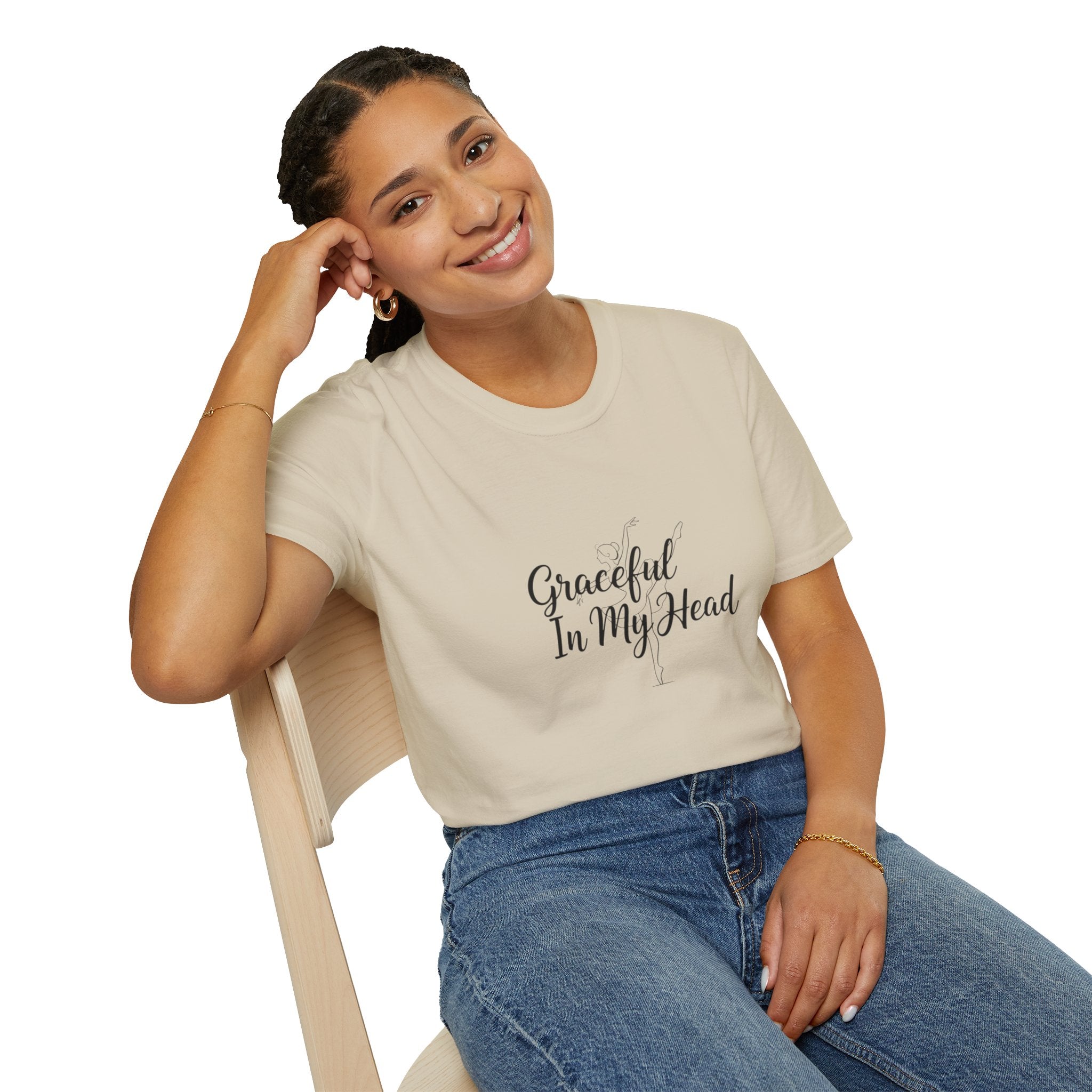 Graceful In My Head T-Shirt | Script Typography, Minimal White Tee
