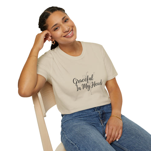 Graceful In My Head T-Shirt | Script Typography, Minimal White Tee